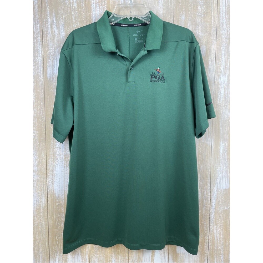 Nike Golf Dri-Fit Polo Shirt Mens Size XL Green 2019 Bethpage Black Embroidered